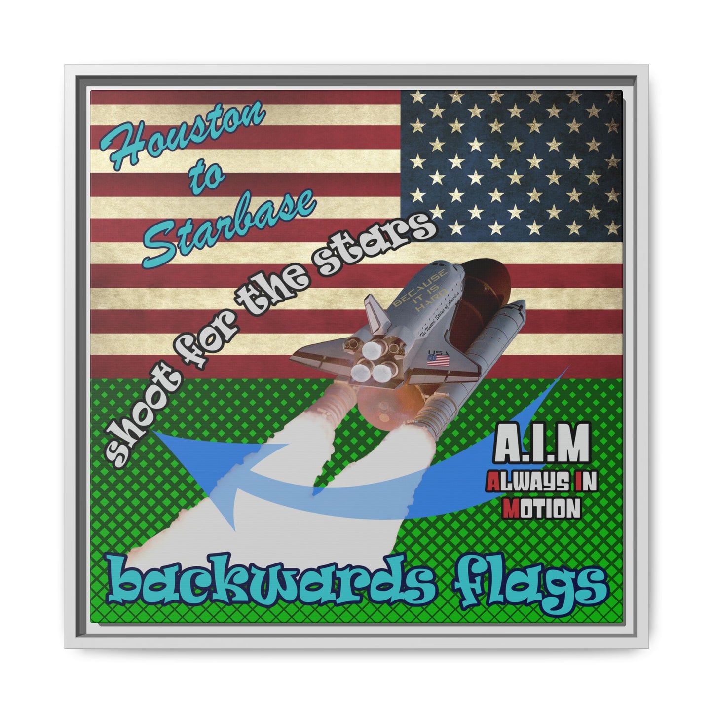 shoot for the stars - framed canvas art (logo green)
