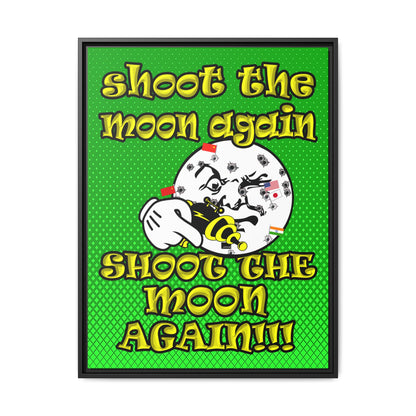 shoot the moon again - framed canvas art (logo green)