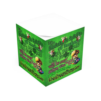 christmas spirits of boston - note cube (green turf)