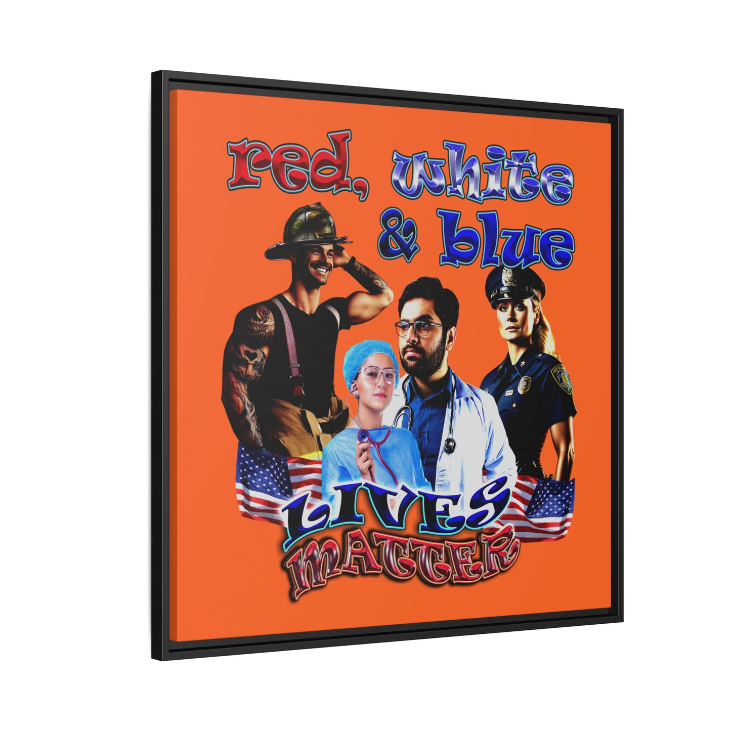rw&b lives matter - framed canvas art (orange)