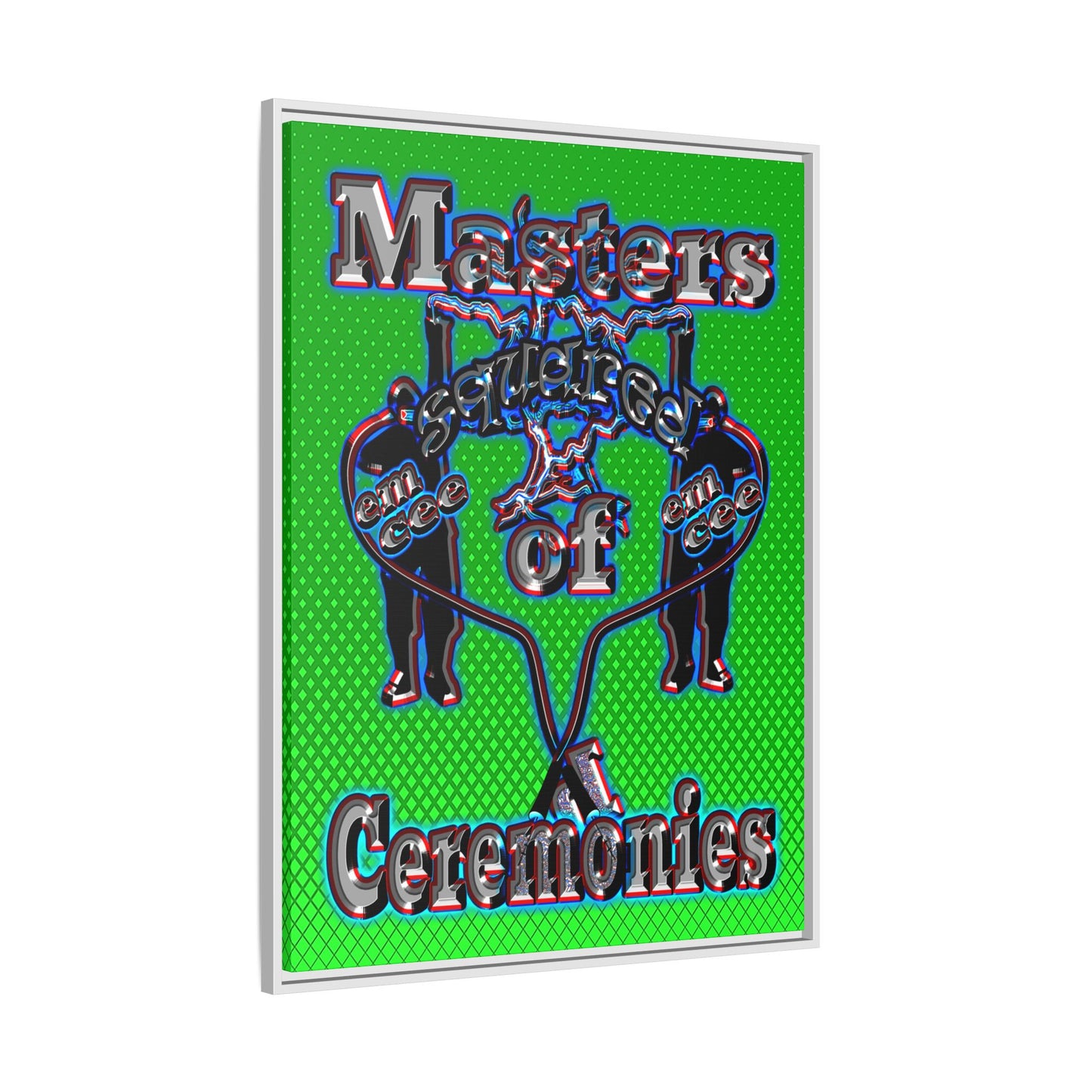 em cee squared - framed canvas art (logo green)