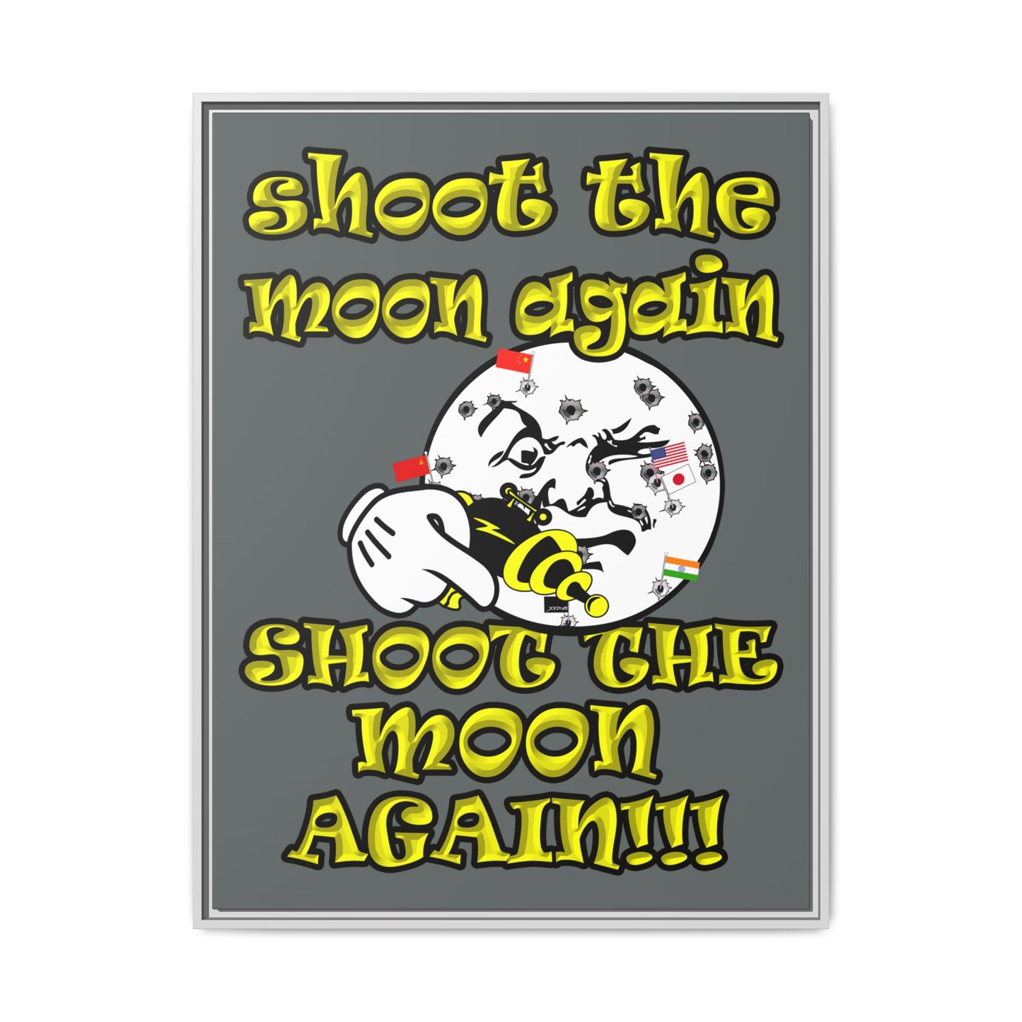 shoot the moon again - framed canvas art (dark grey)