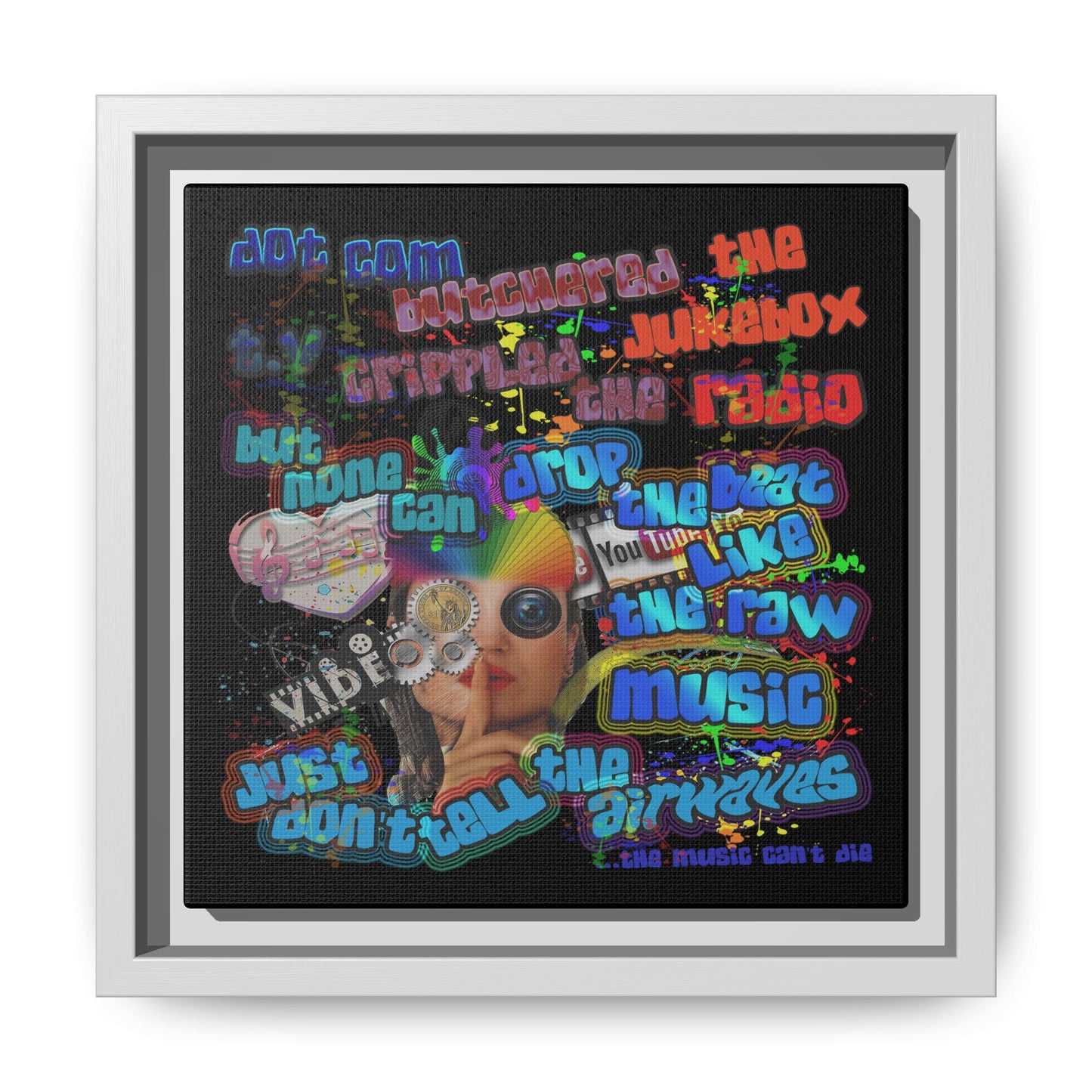 drop the beat - framed canvas art (black)