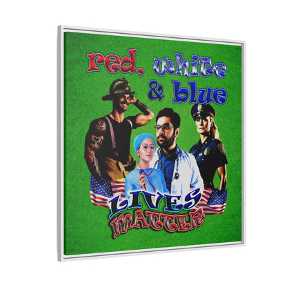 rw&b lives matter - framed canvas art (green turf)