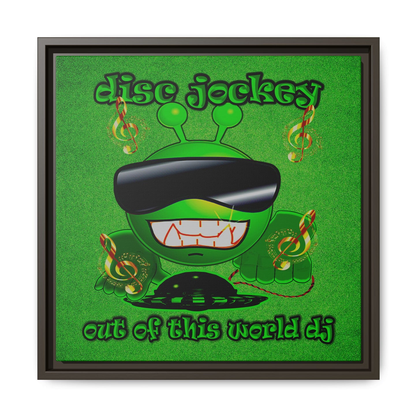 disc jockey - framed canvas art (green turf)