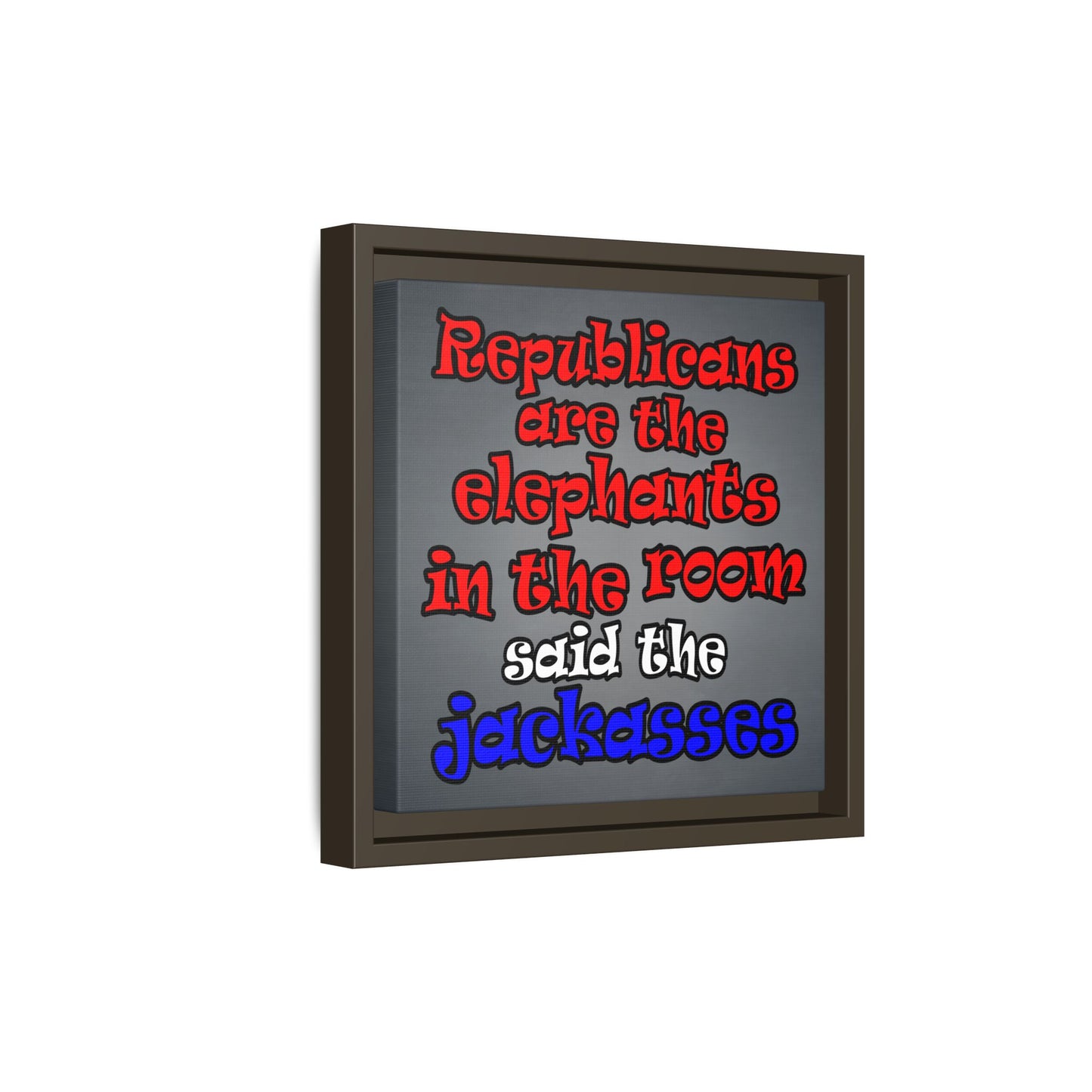 donkeys and elephants - framed canvas art (grey-light grey)