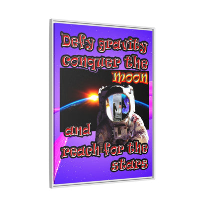 defy conquer reach - framed canvas art (purple-pink wave)