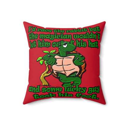 turtle race - Spun Polyester Square Pillow - (dark red)