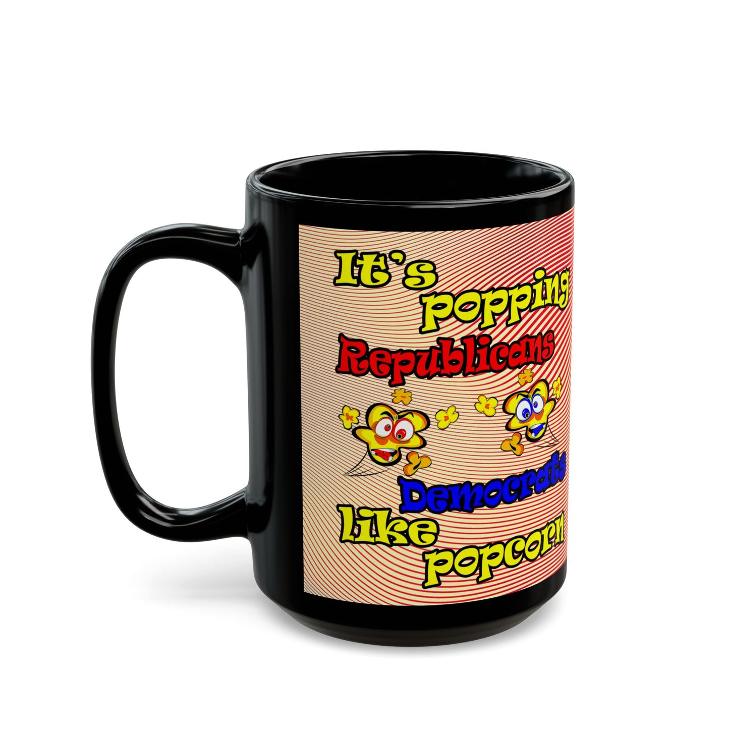 popping like popcorn - Black Mug (yellow-orange wave)