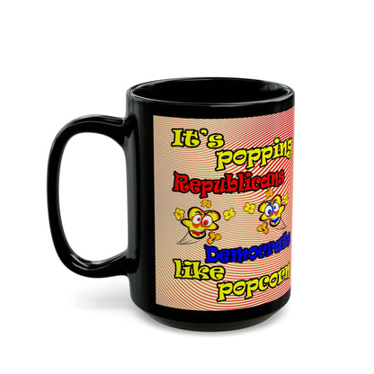 popping like popcorn - Black Mug (yellow-orange wave)