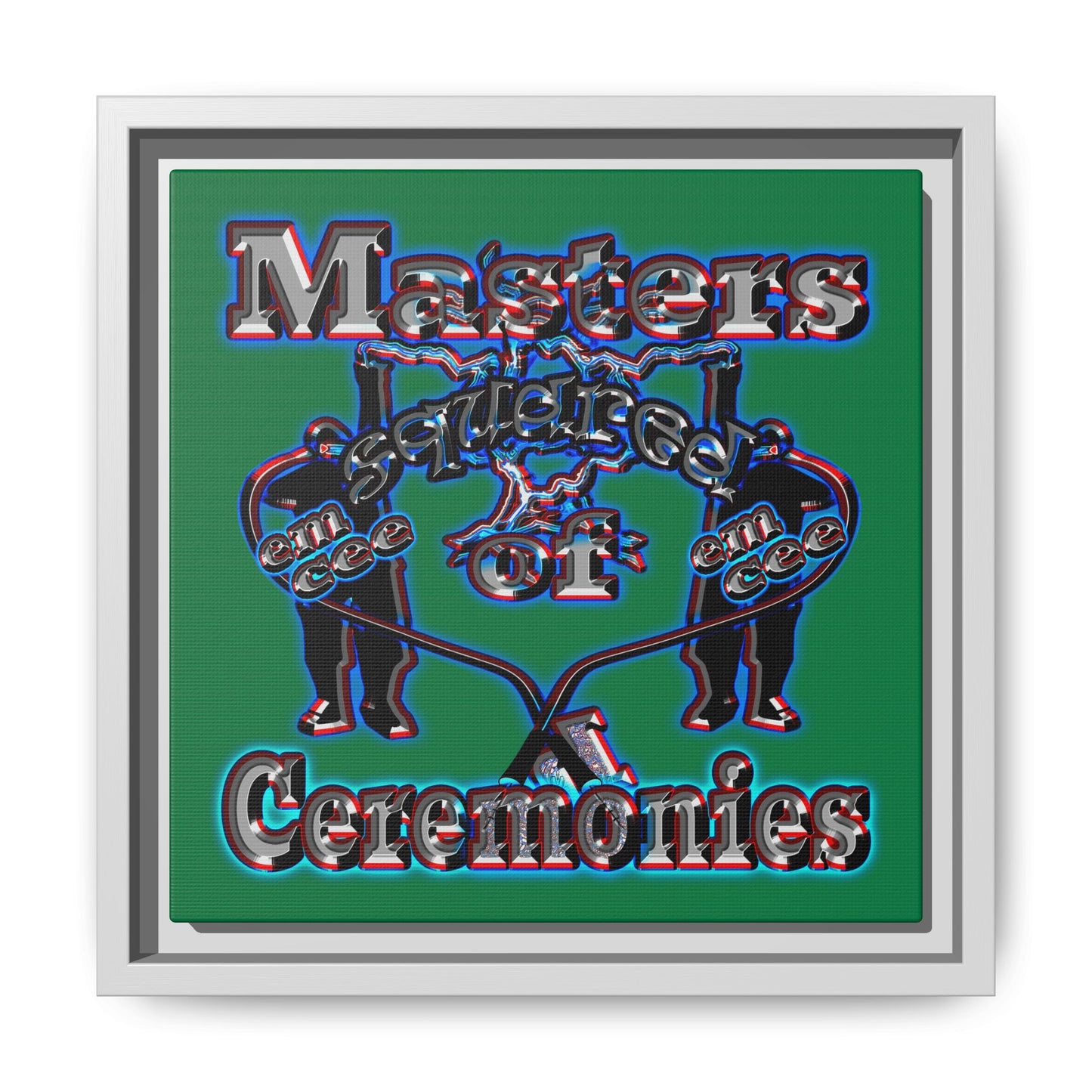 em cee squared - framed canvas art (dark green)