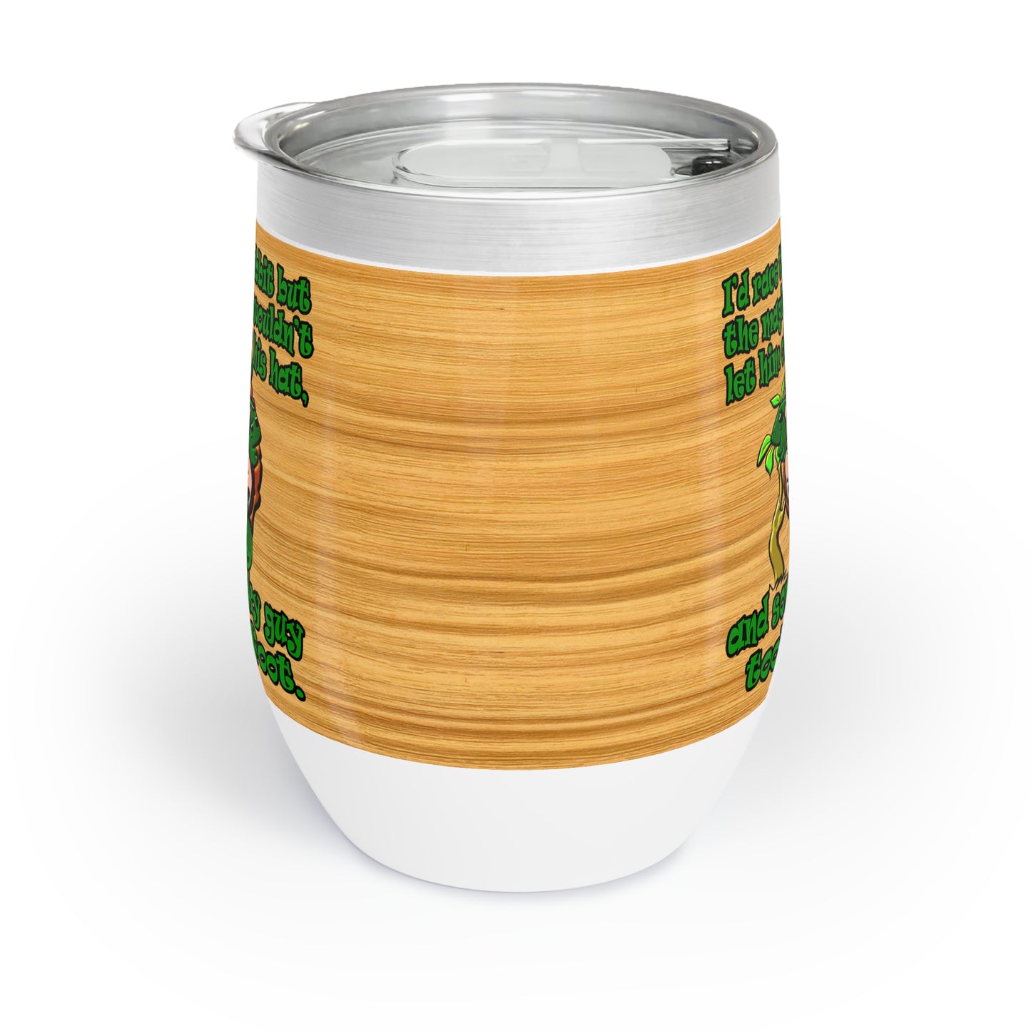 turtle race - Chill Wine Tumbler (butterscotch wood finish)