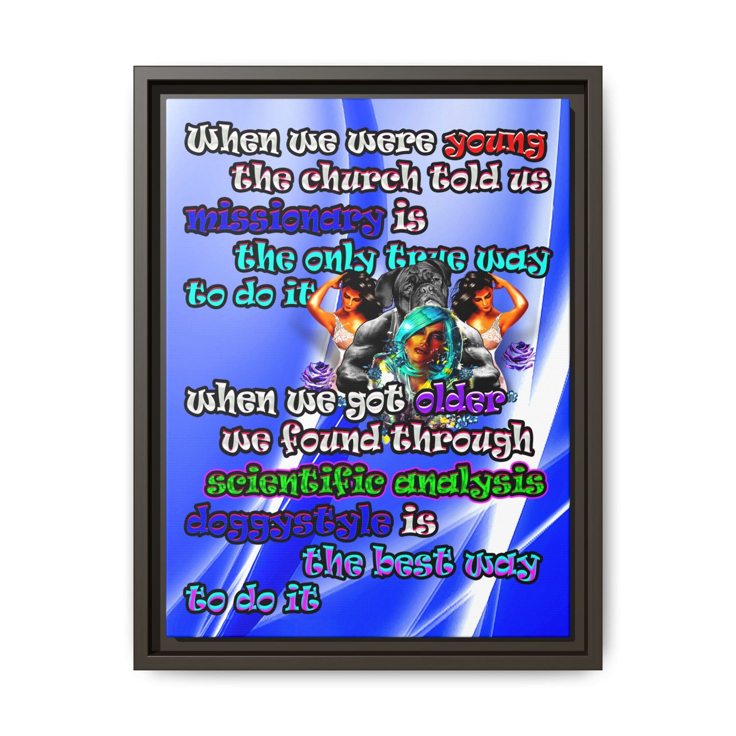 doggystyle - framed canvas art (blue-white wave)