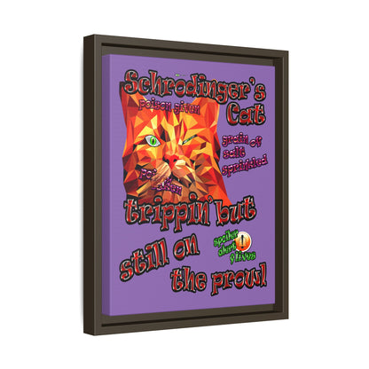 schrodinger's cat - framed canvas art (light purple)