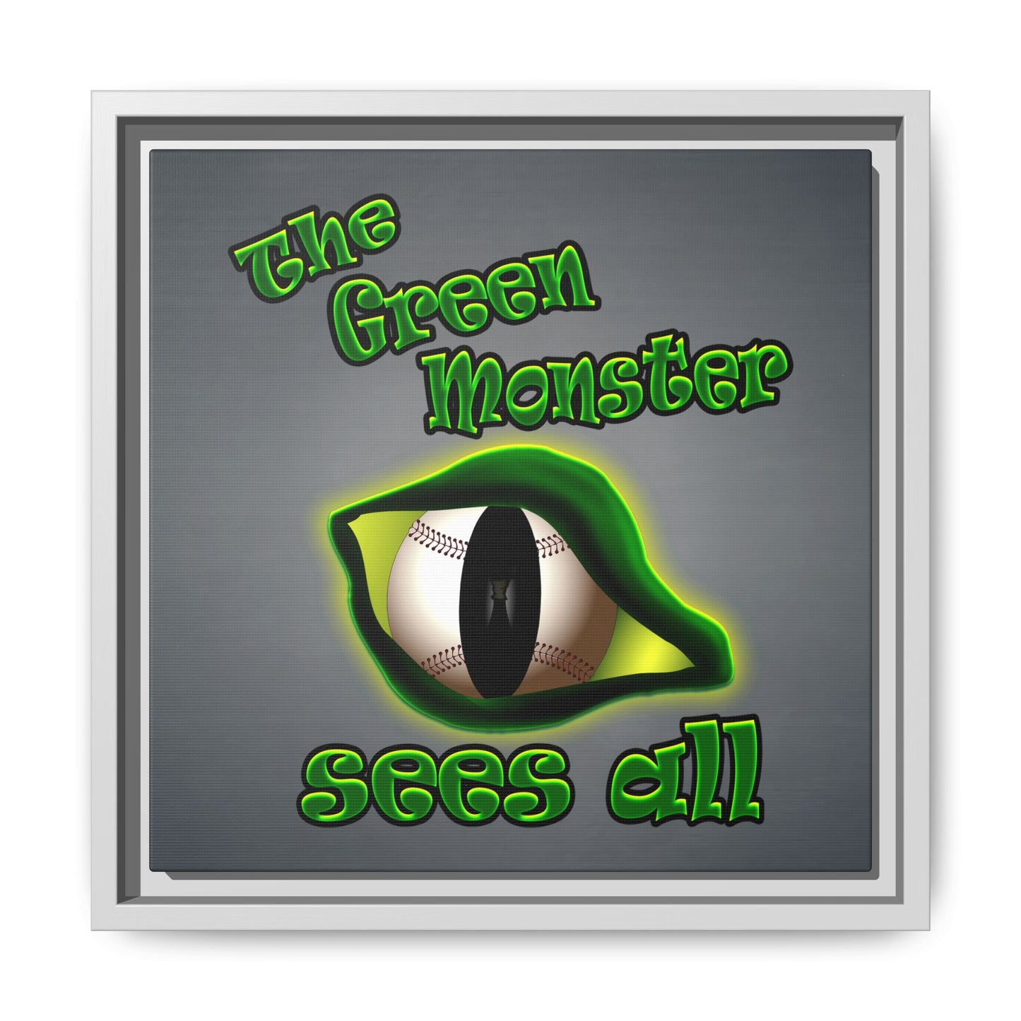 green monster - framed canvas art (grey-light grey)