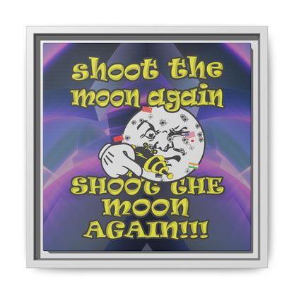 shoot the moon again - framed canvas art (grey-pink wave)