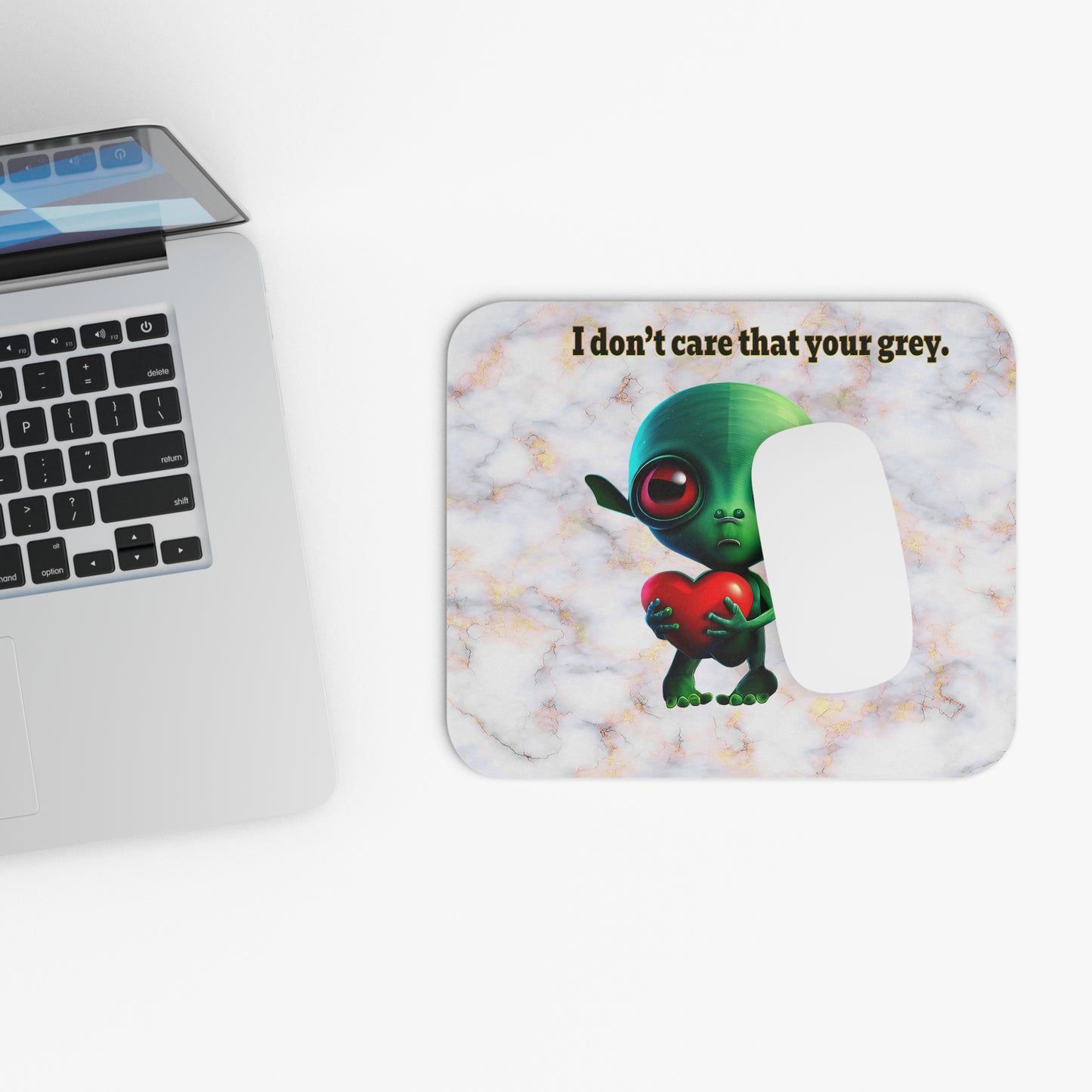 I don't care that your grey - Mouse Pad (Rectangle) (white marble)
