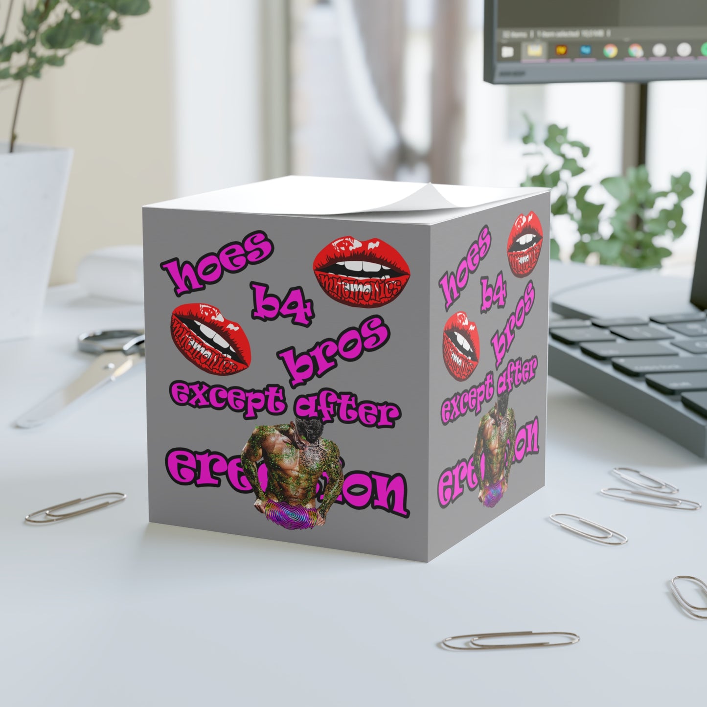 hoes b4 bros - note cube (grey)