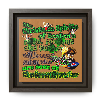 christmas spirits of boston - framed canvas art (light brown)