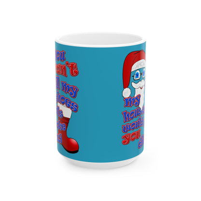 santa's shoes - White Mug (turquoise)