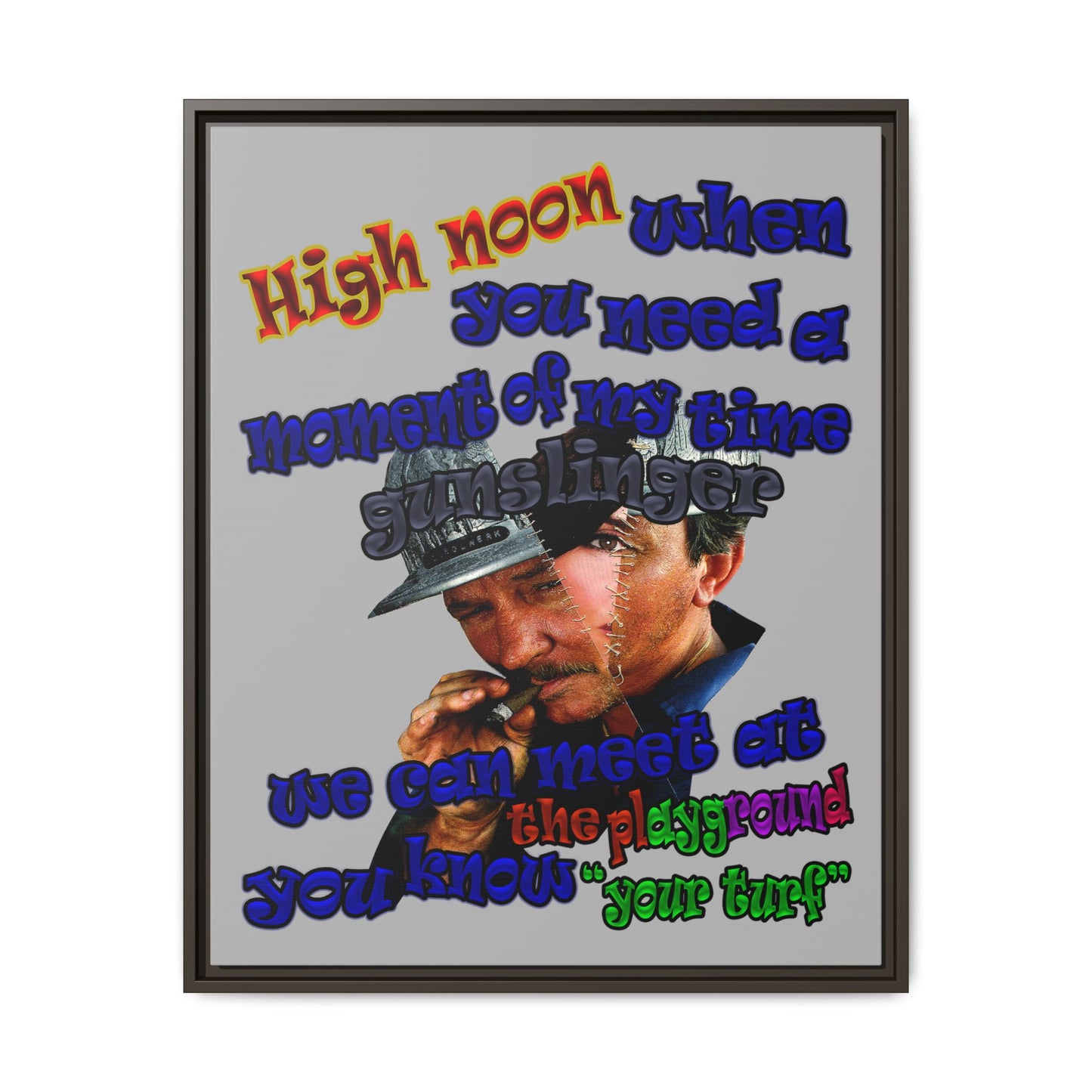 high noon - framed canvas art (light grey)