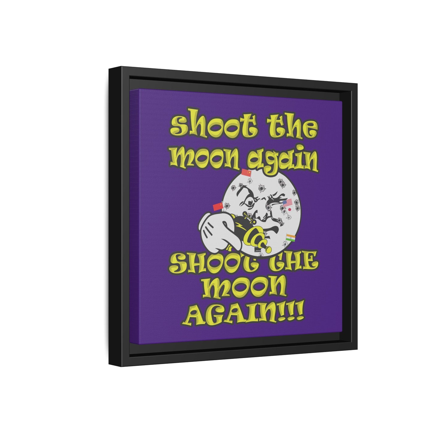 shoot the moon again - framed canvas art (purple)