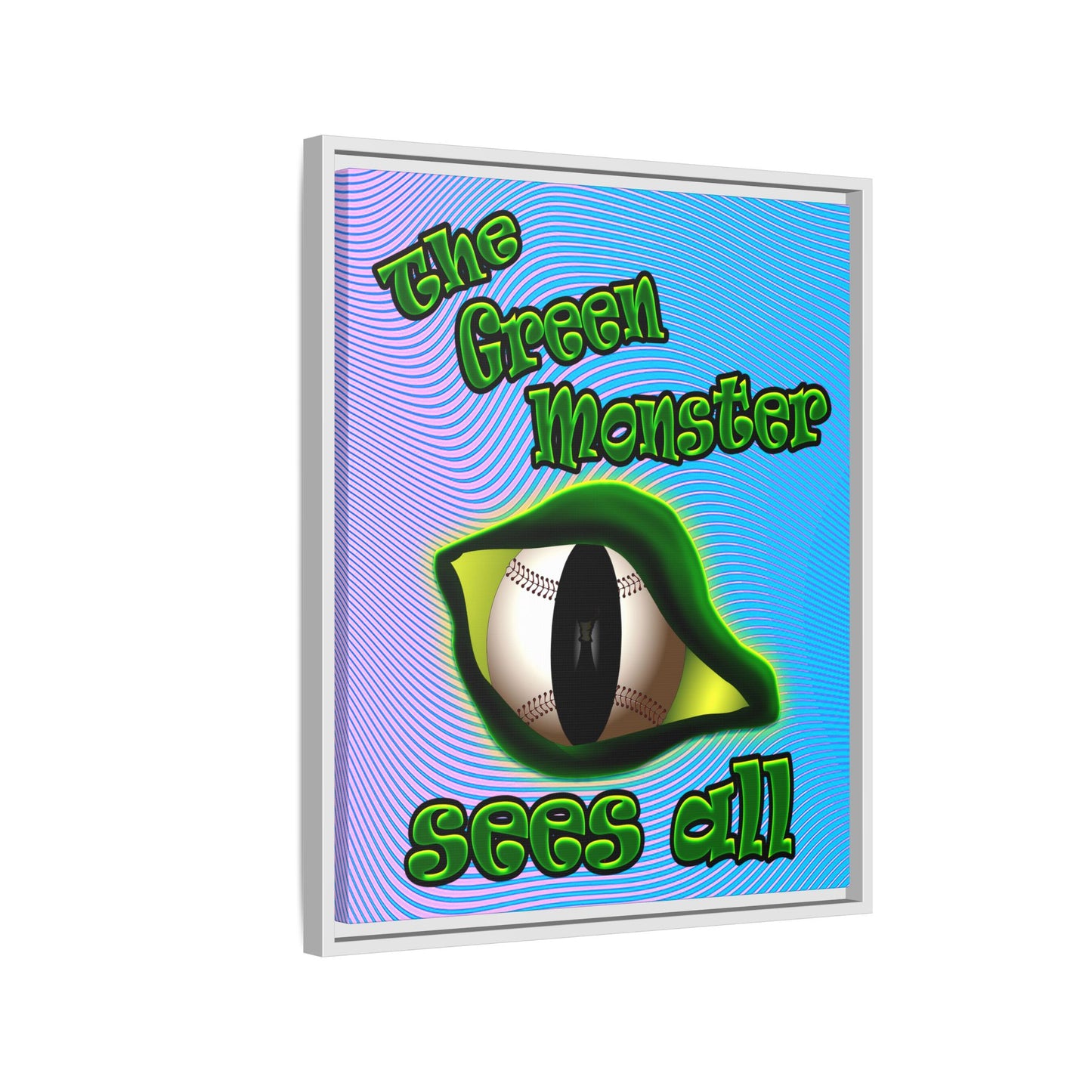 green monster - framed canvas art (light blue-purple wave)