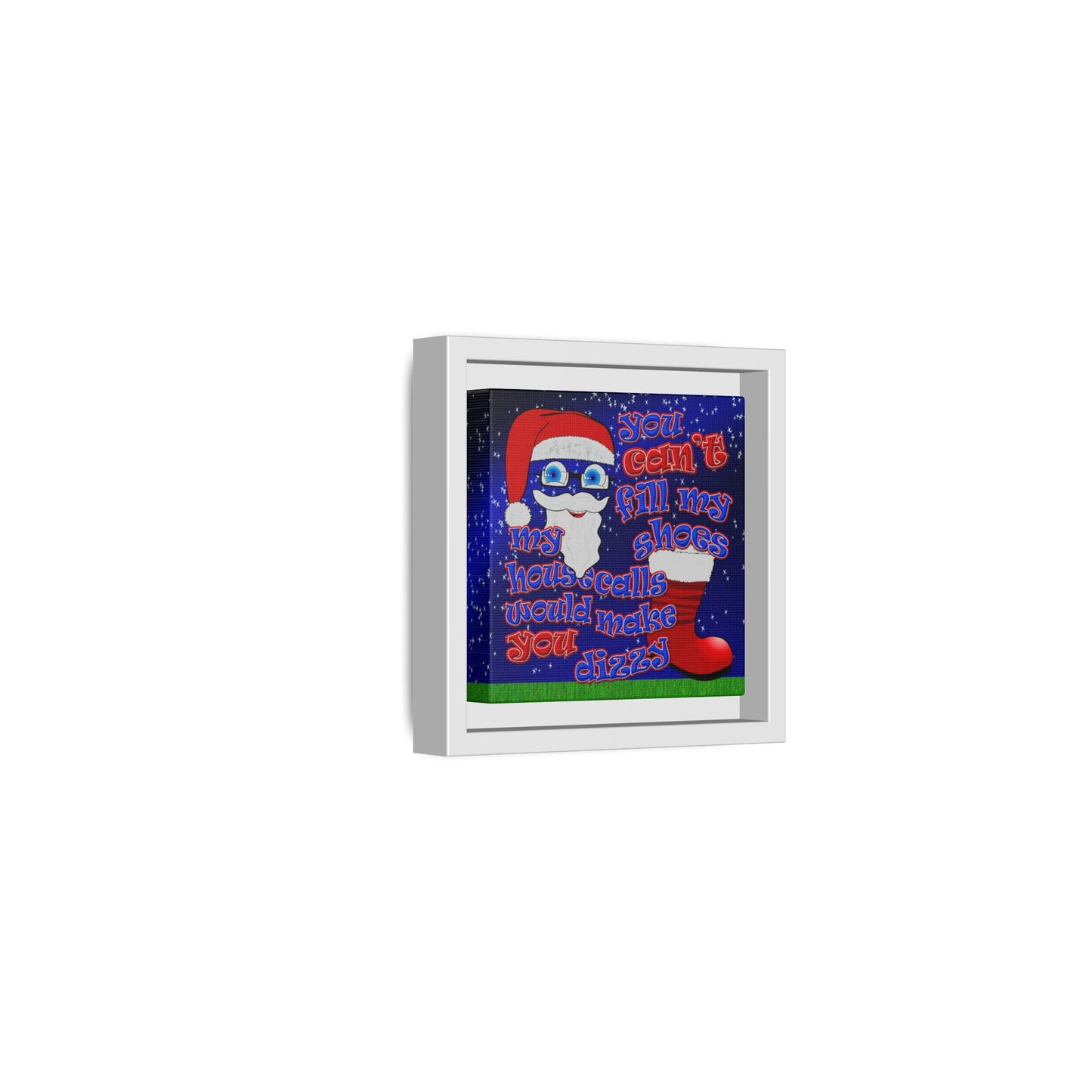 santa's shoes - framed canvas art ('snoops' background)