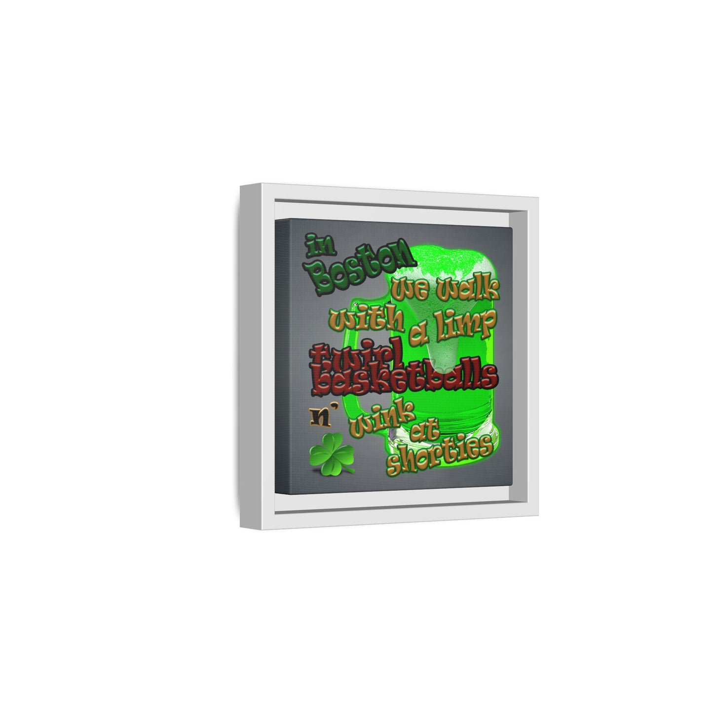 celtics logo - framed canvas art (grey-light grey)