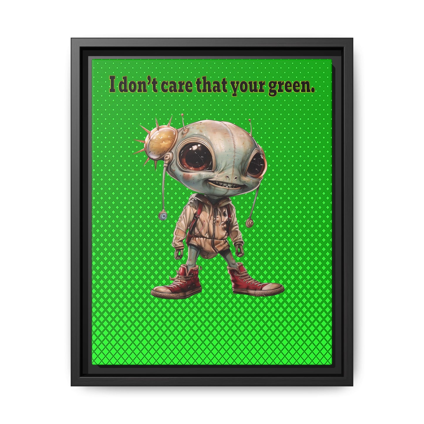 I don't care that your green - framed canvas art (logo green)