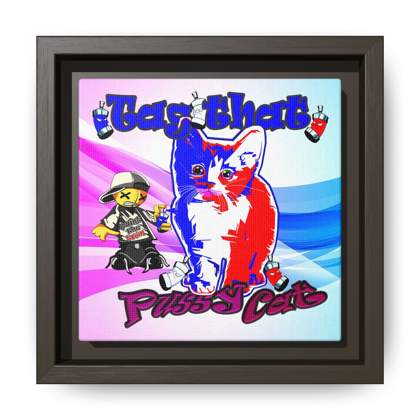 tag that - framed canvas art (light blue-pink wave)