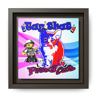 tag that - framed canvas art (light blue-pink wave)