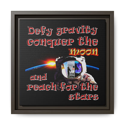 defy conquer reach - framed canvas art (black)