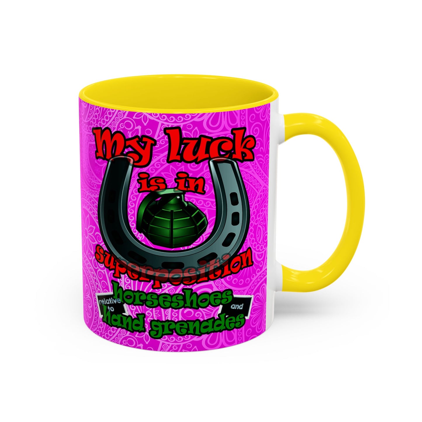 my luck - Accent Mug (pink swirl)