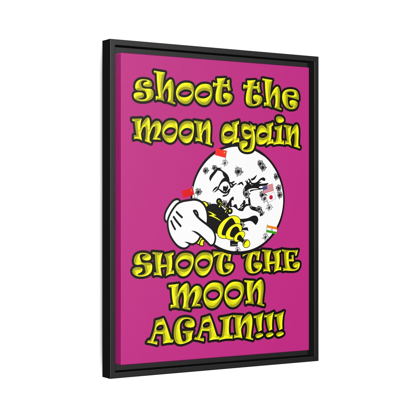 shoot the moon again - framed canvas art (pink)