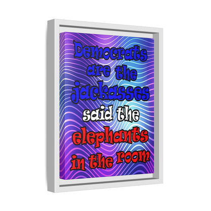 donkeys and elephants - framed canvas art (purple wave)