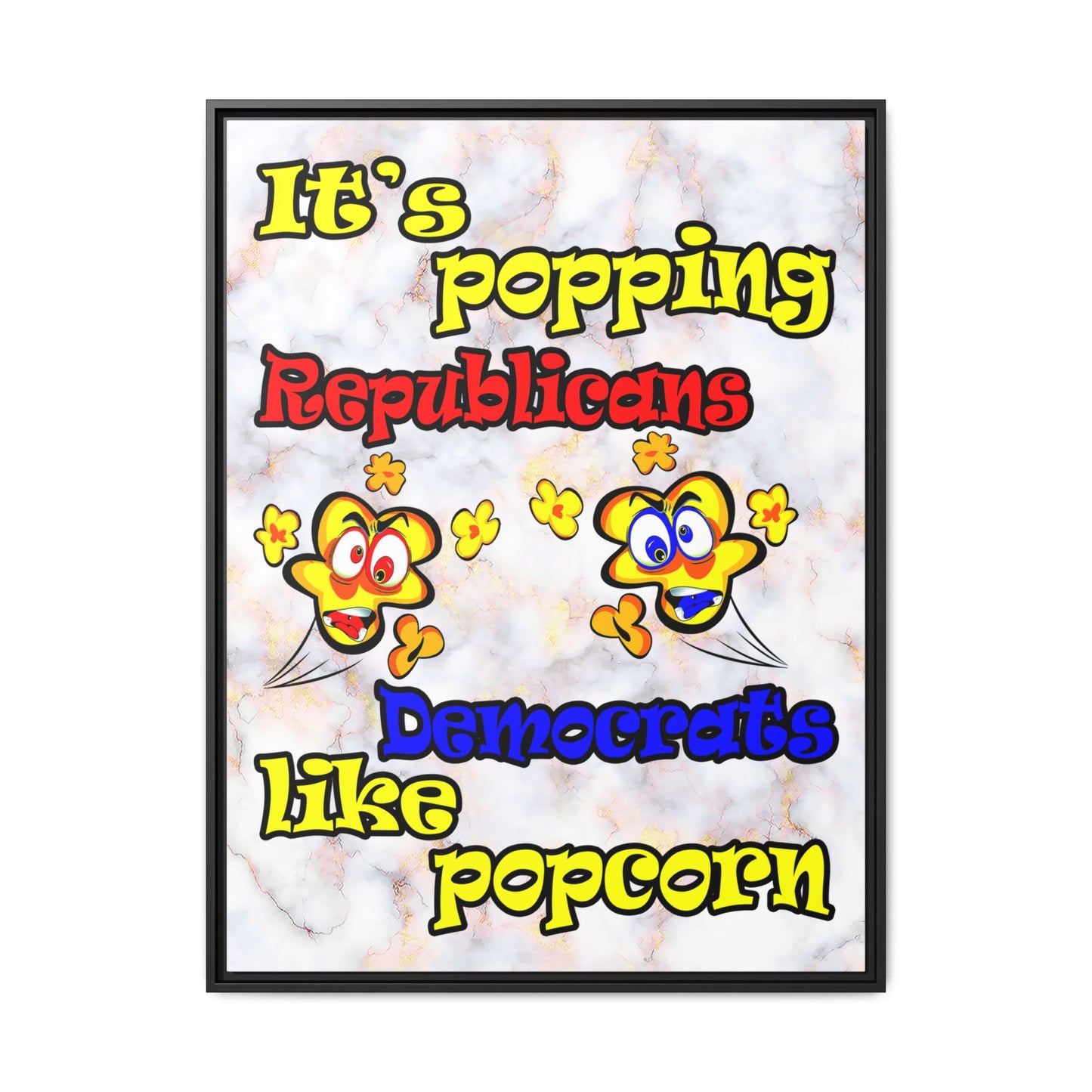 popping like popcorn - framed canvas art (white marble)