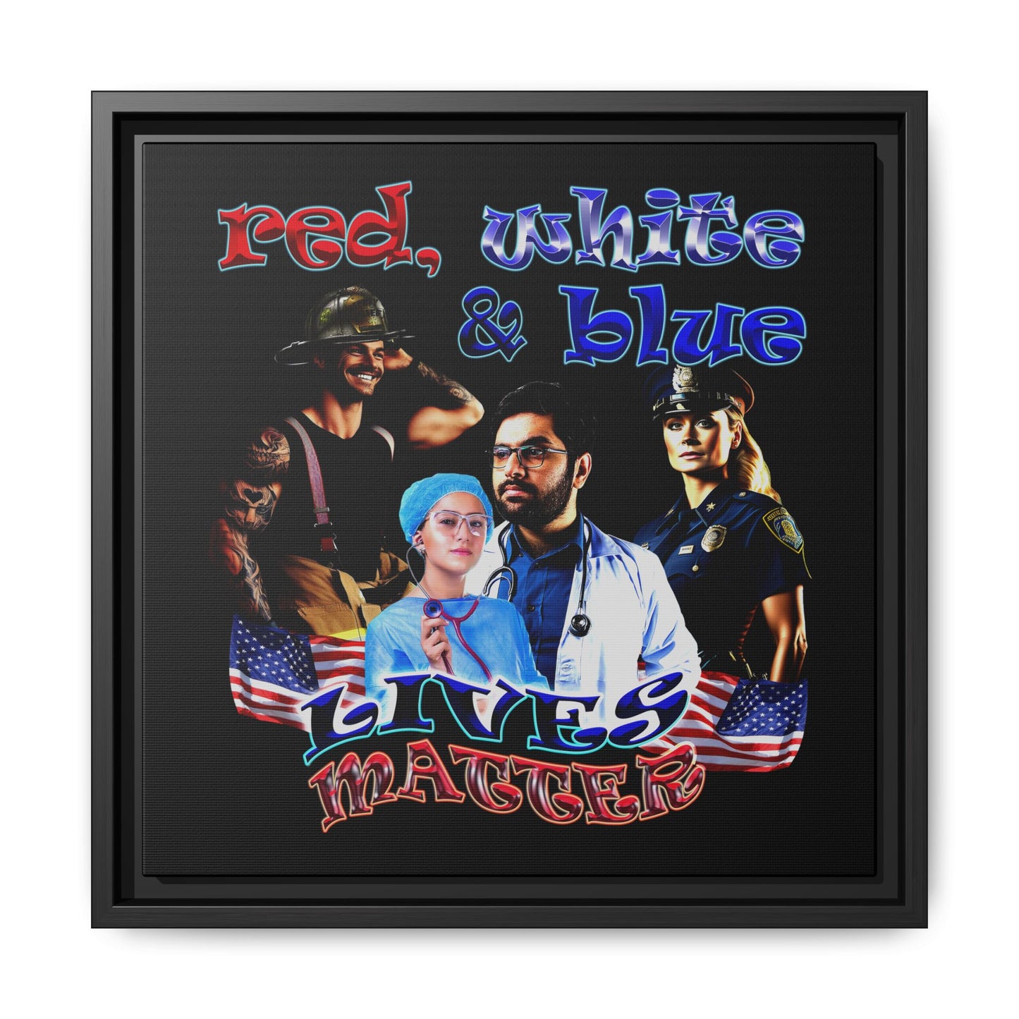 rw&b lives matter - framed canvas art (black)