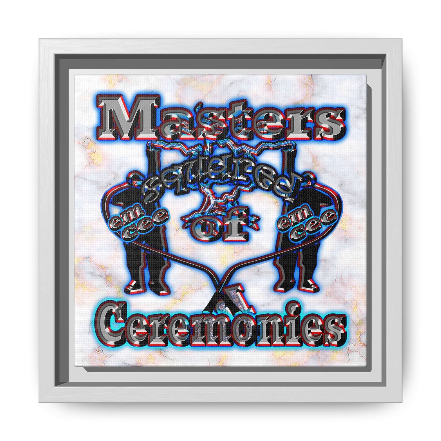 em cee squared - framed canvas art (white marble)