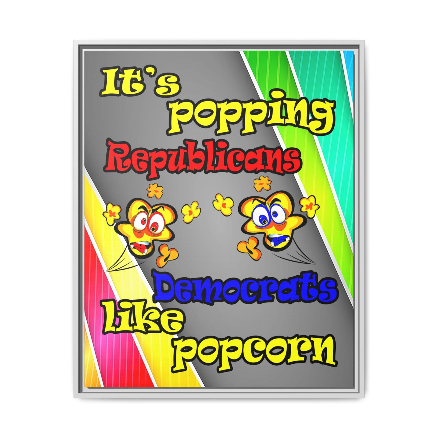 popping like popcorn - framed canvas art (rainbow split)