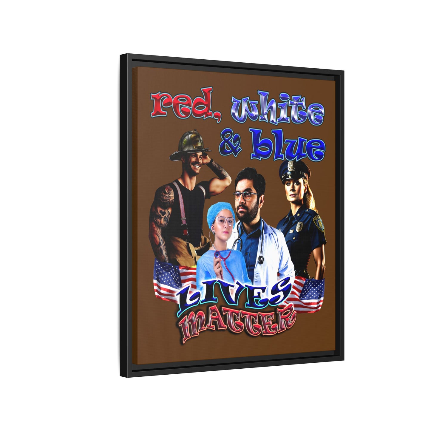 rw&b lives matter - framed canvas art (brown)