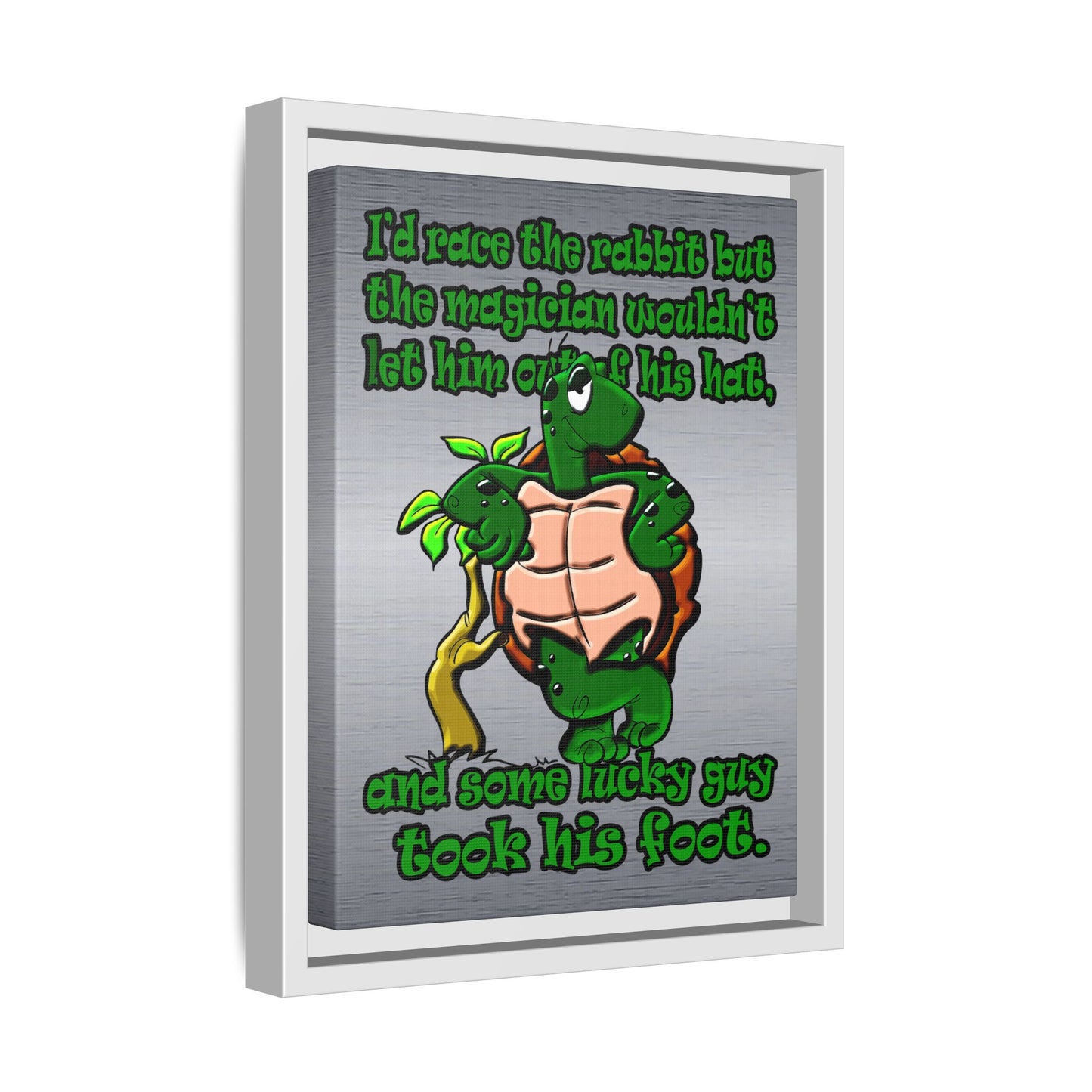 turtle race - framed canvas art (brushed nickel)