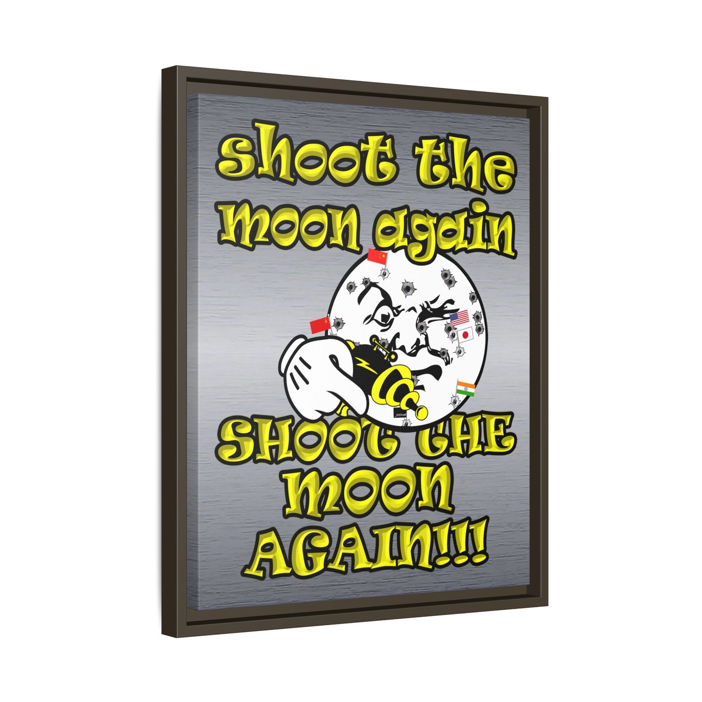 shoot the moon again - framed canvas art (brushed nickel)