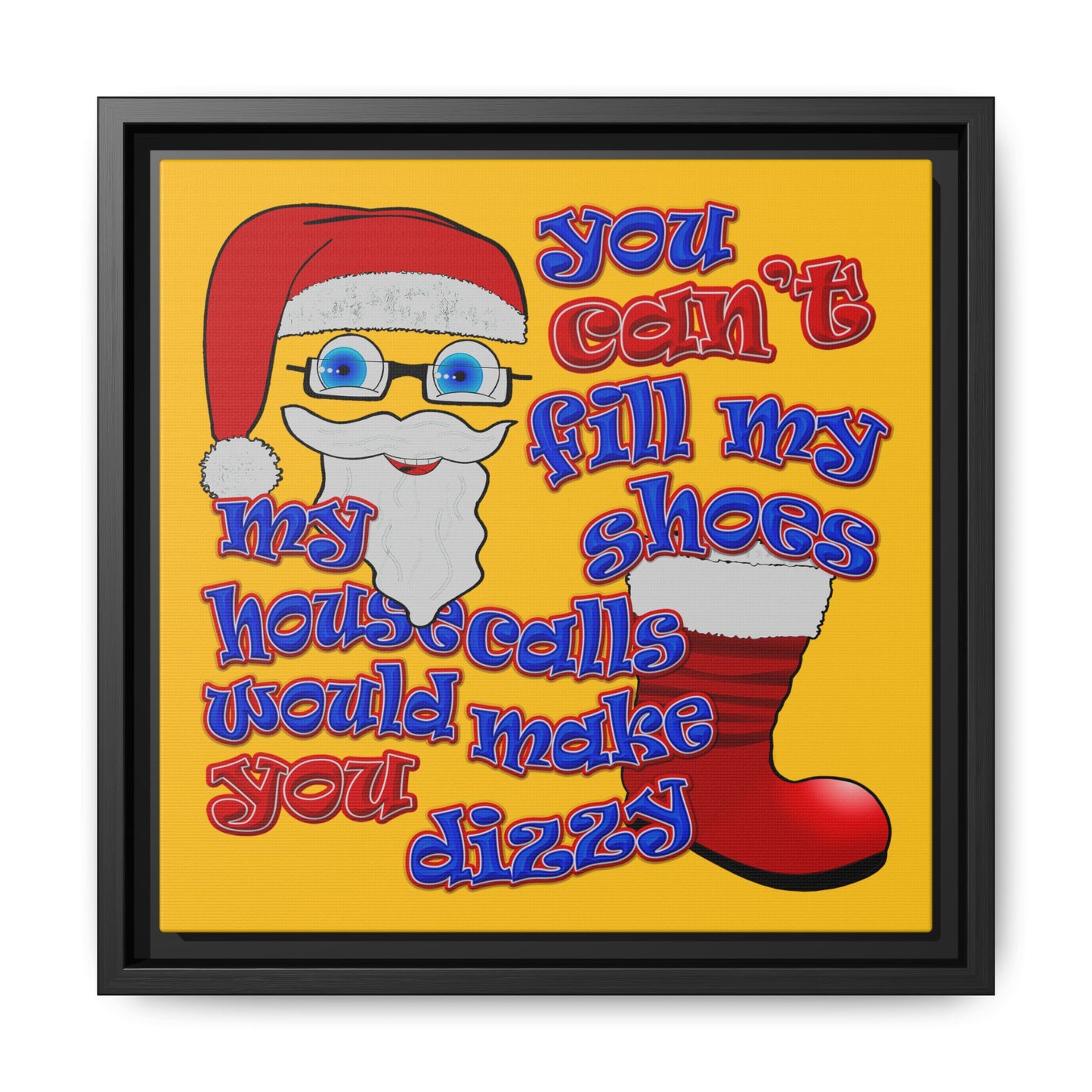 santa's shoes - framed canvas art (yellow)