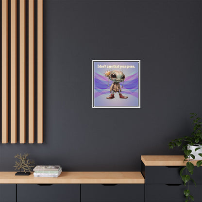 I don't care that your green - framed canvas art (light blue-pink wave)