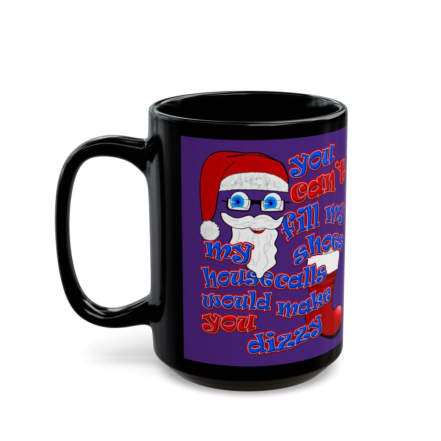santa's shoes - Black Mug (purple)
