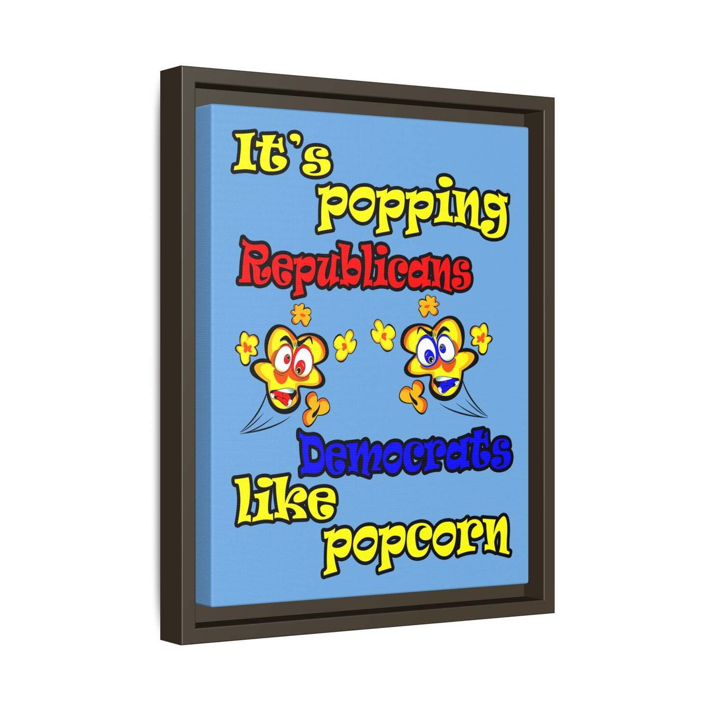 popping like popcorn - framed canvas art (light blue)