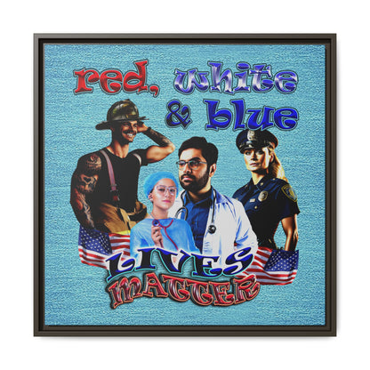 rw&b lives matter - framed canvas art (faded blue)