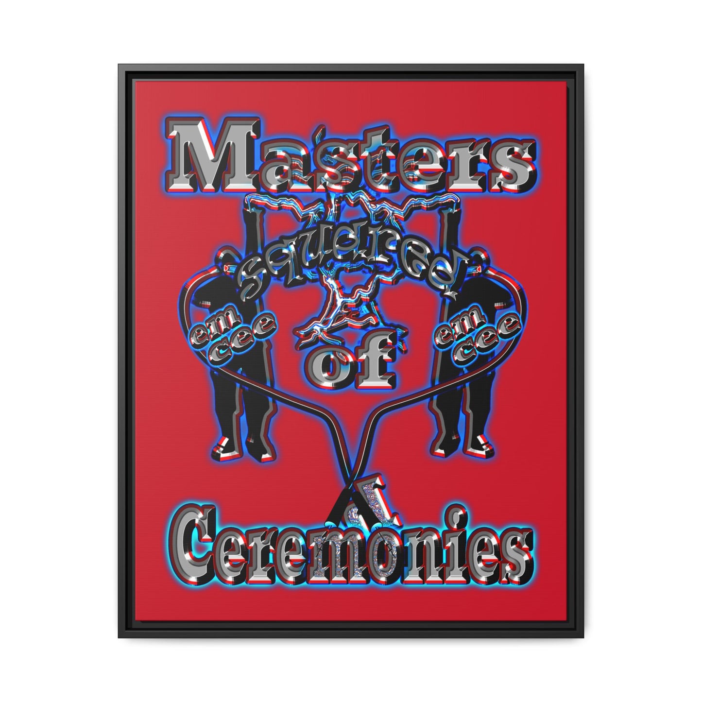 em cee squared - framed canvas art (dark red)