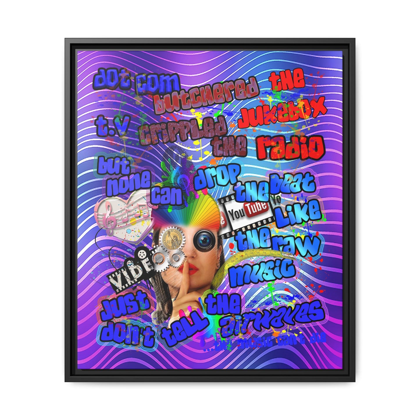drop the beat - framed canvas art (purple wave)